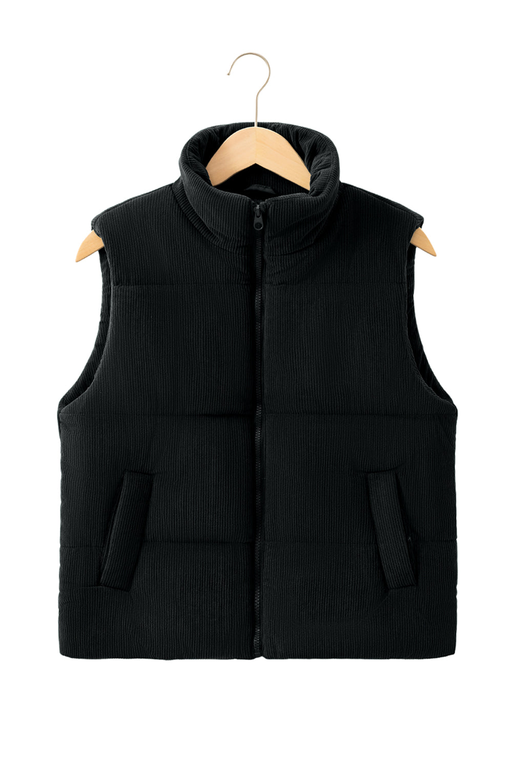 Black, Brown or Jungle Green Rib Puffer Vest