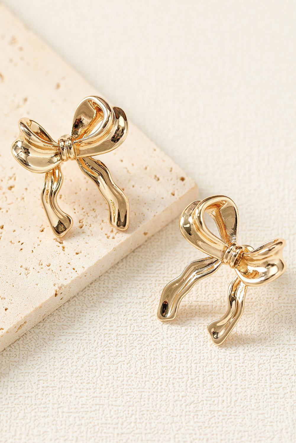 Gold Elegant Bow Shape Stud Earrings