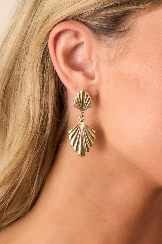 Gold Shell Shape Plated Alloy Drop Accessories