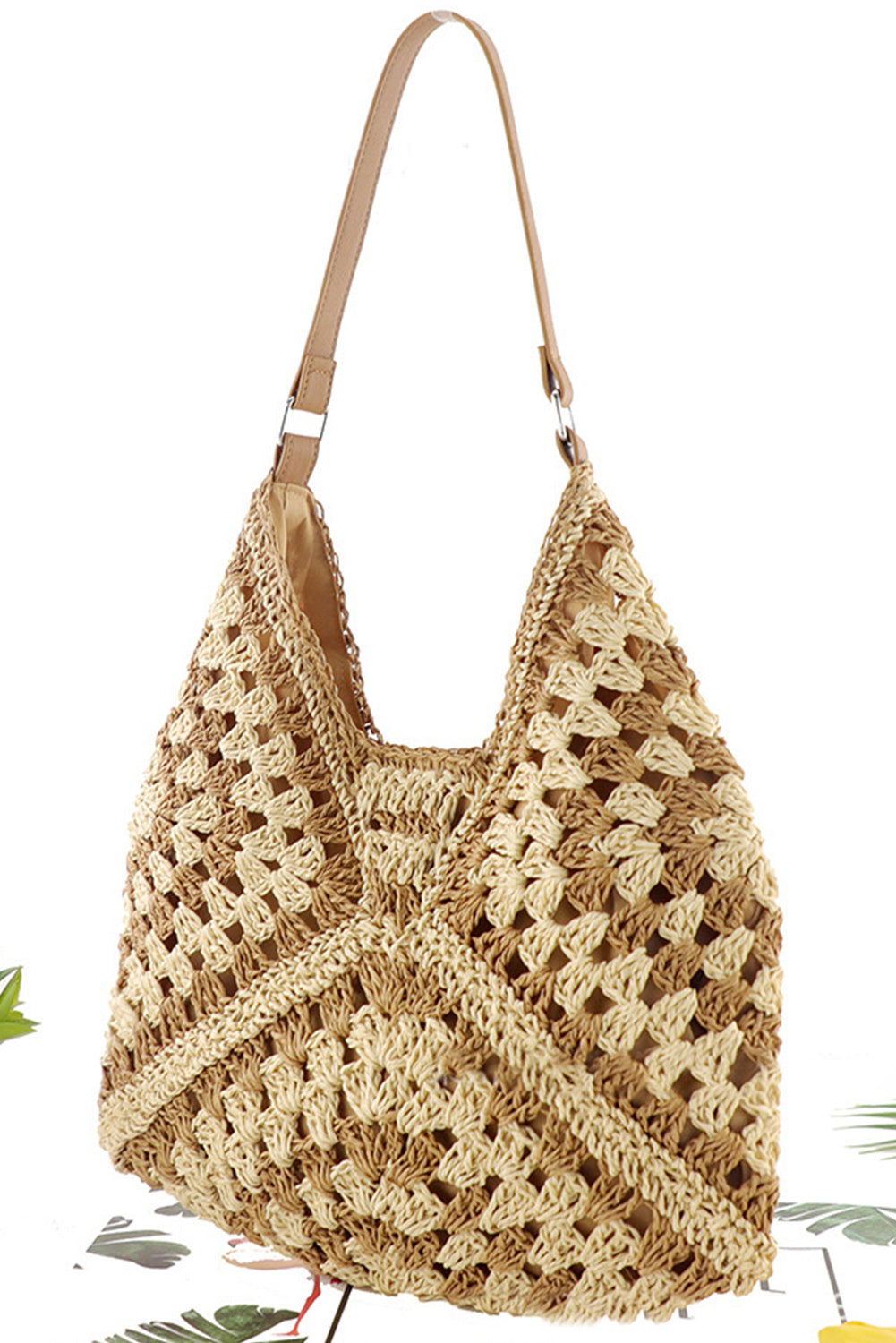 Khaki Woven Shoulder Bag