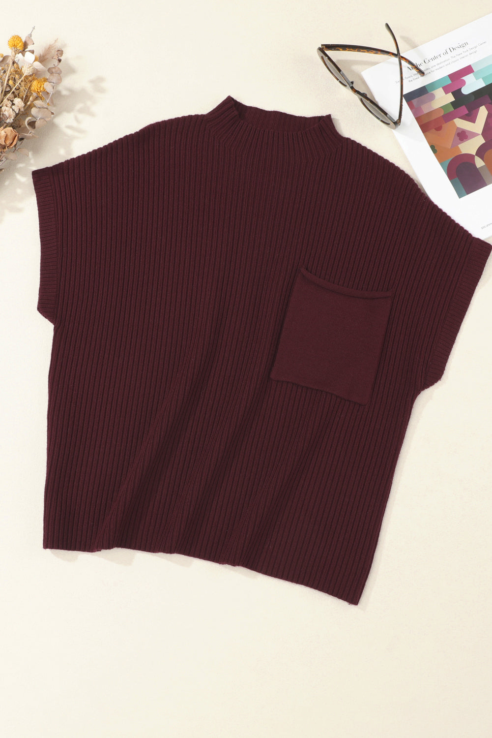 Ribbed Knit Short Sleeve Sweater in diffrent colors