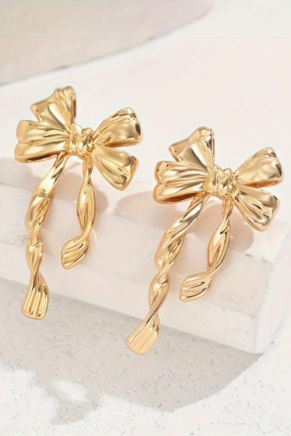 Gold Elegant Bow Stud Earrings