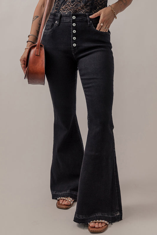 Black High Waist Flare Jeans