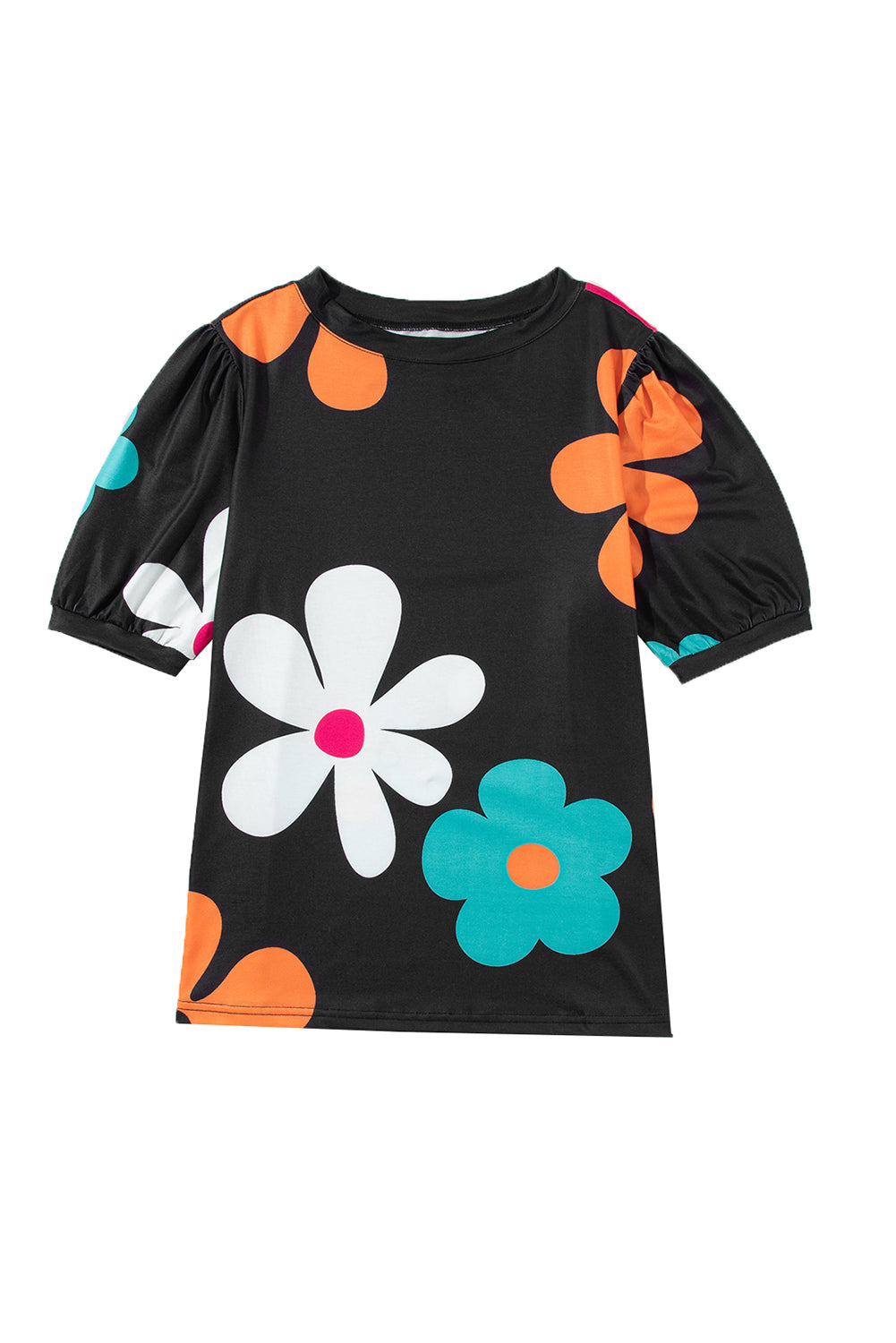 Farbenfrohes T-Shirt mit Blumen-Print in verschiedenen Farben