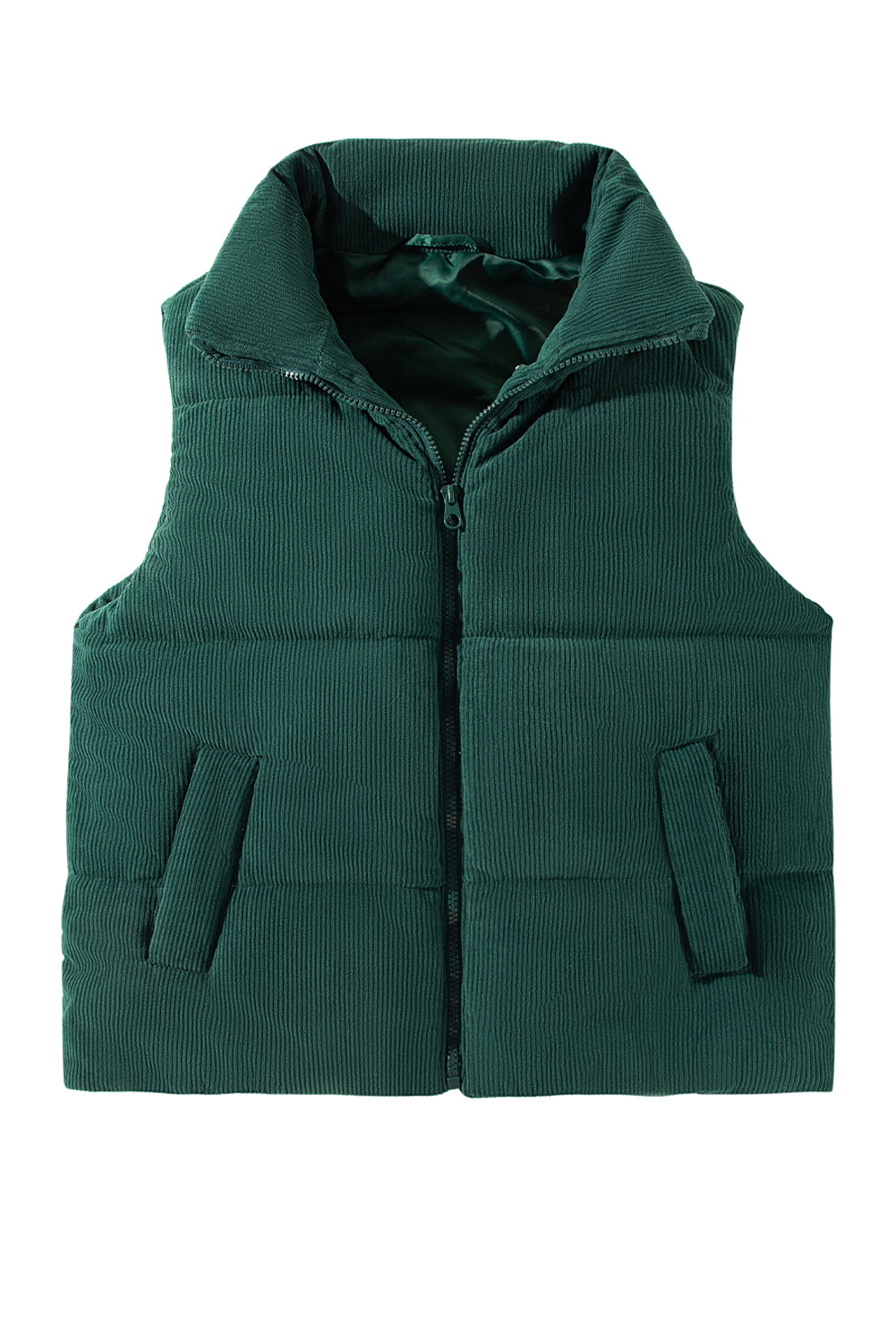 Black, Brown or Jungle Green Rib Puffer Vest