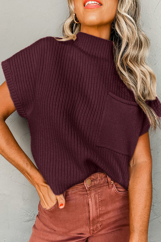 Ribbed Knit Short Sleeve Sweater in diffrent colors