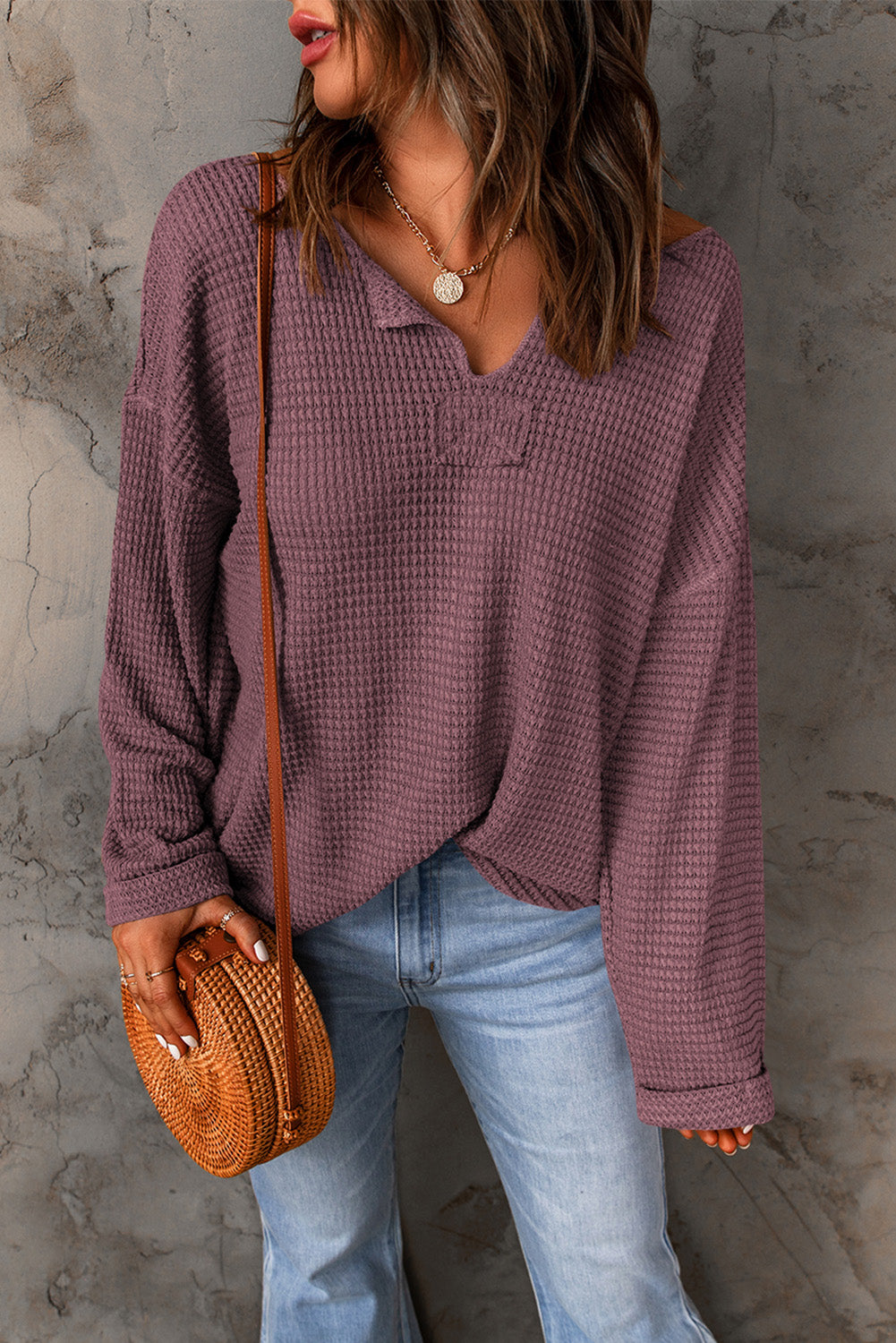 Purple Waffle Knit Top