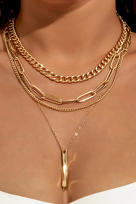 Gold Multi Layered Minimalist Chain Necklace