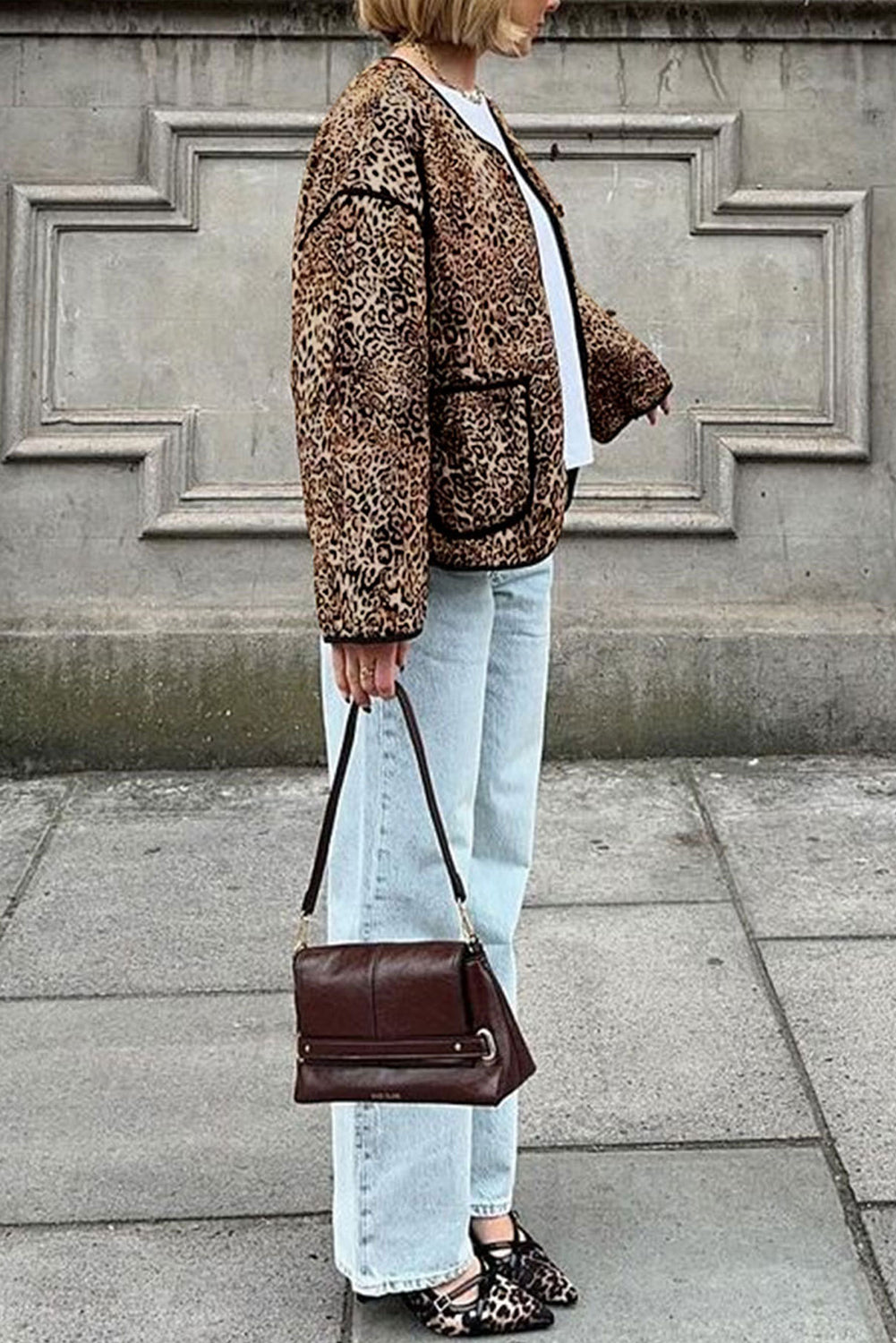 Brown Vintage Leopard Print Coat