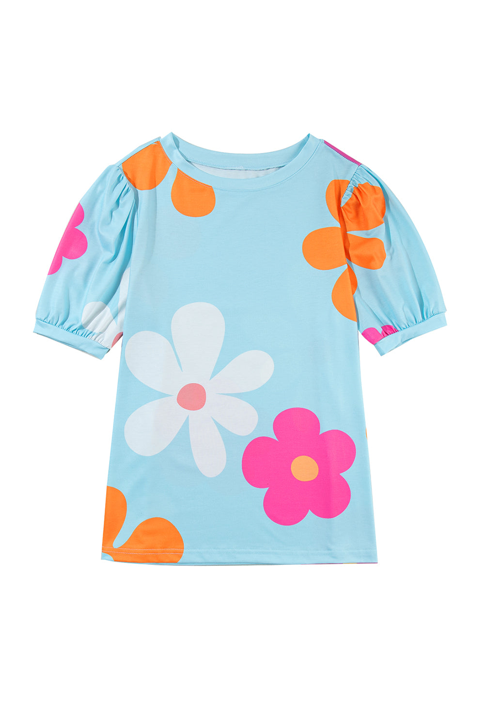 Farbenfrohes T-Shirt mit Blumen-Print in verschiedenen Farben