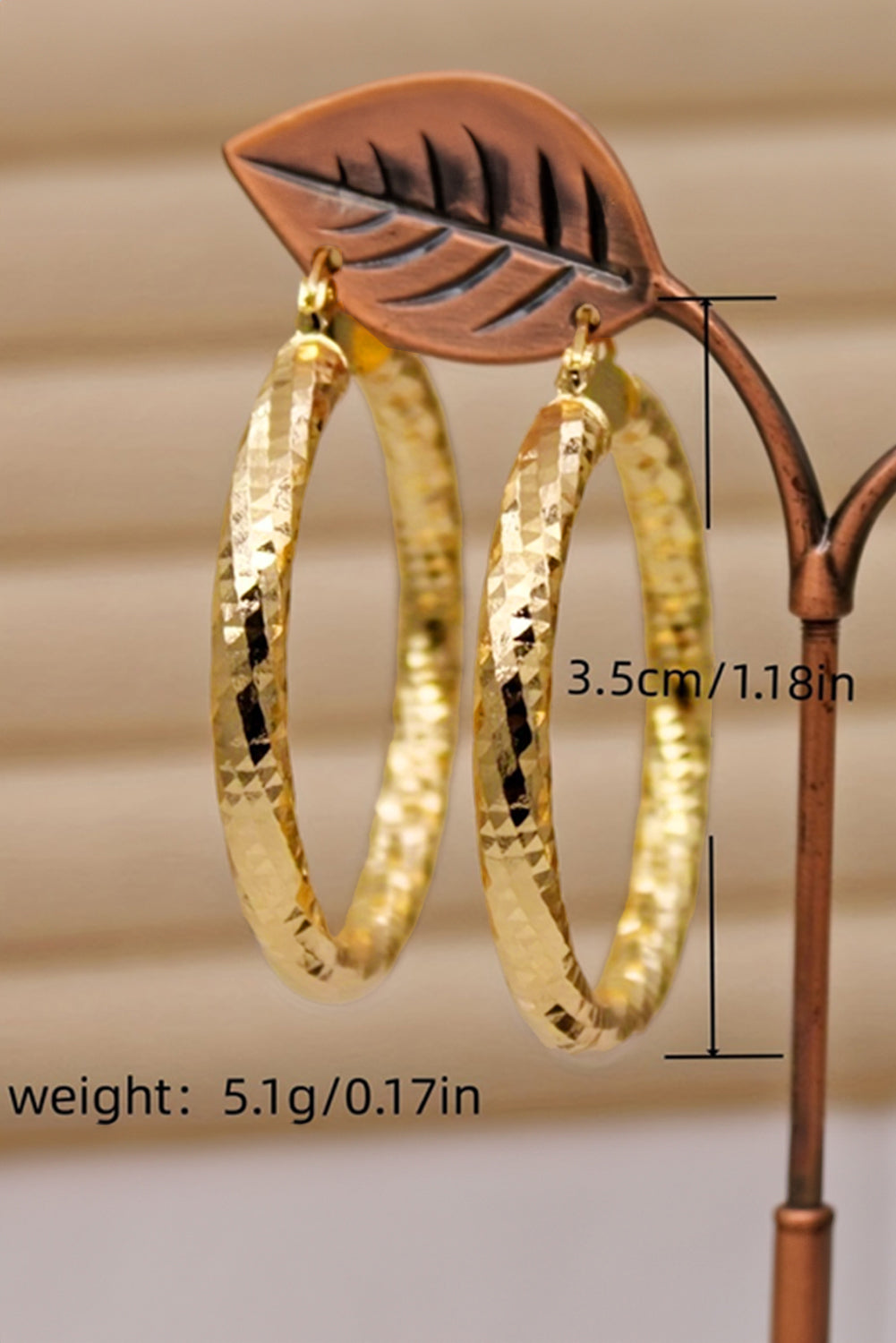 Gold Plated Diamond Cut Large Hoop Earrings