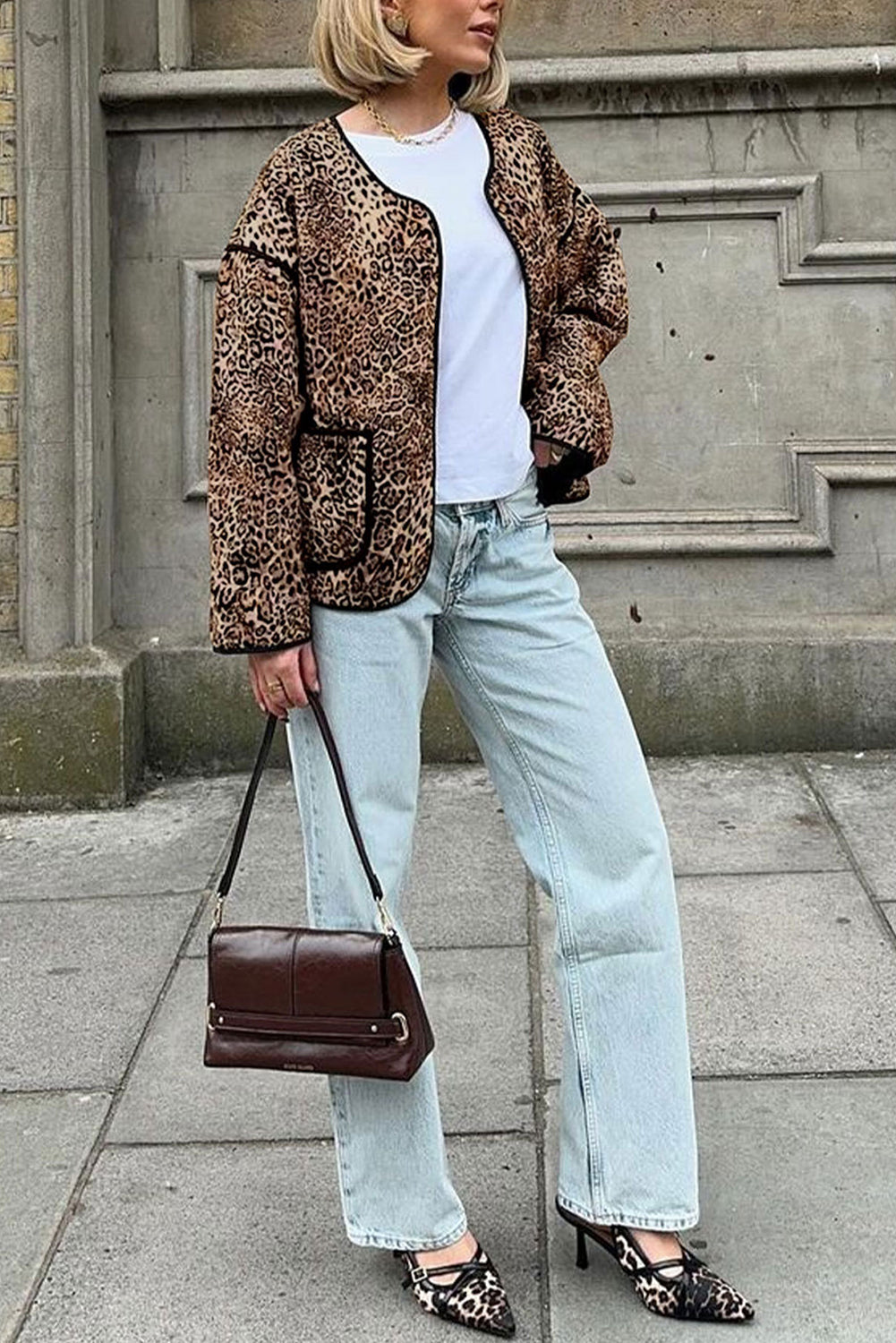 Brown Vintage Leopard Print Coat