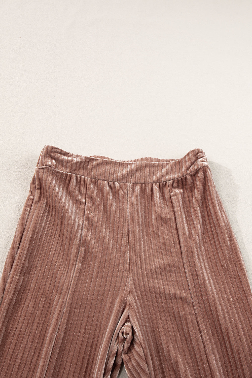 Brown, Pink and Black High Waist Corduroy Flare Pants