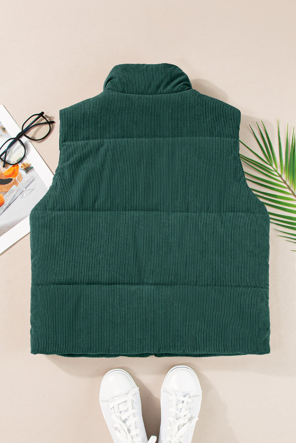 Black, Brown or Jungle Green Rib Puffer Vest