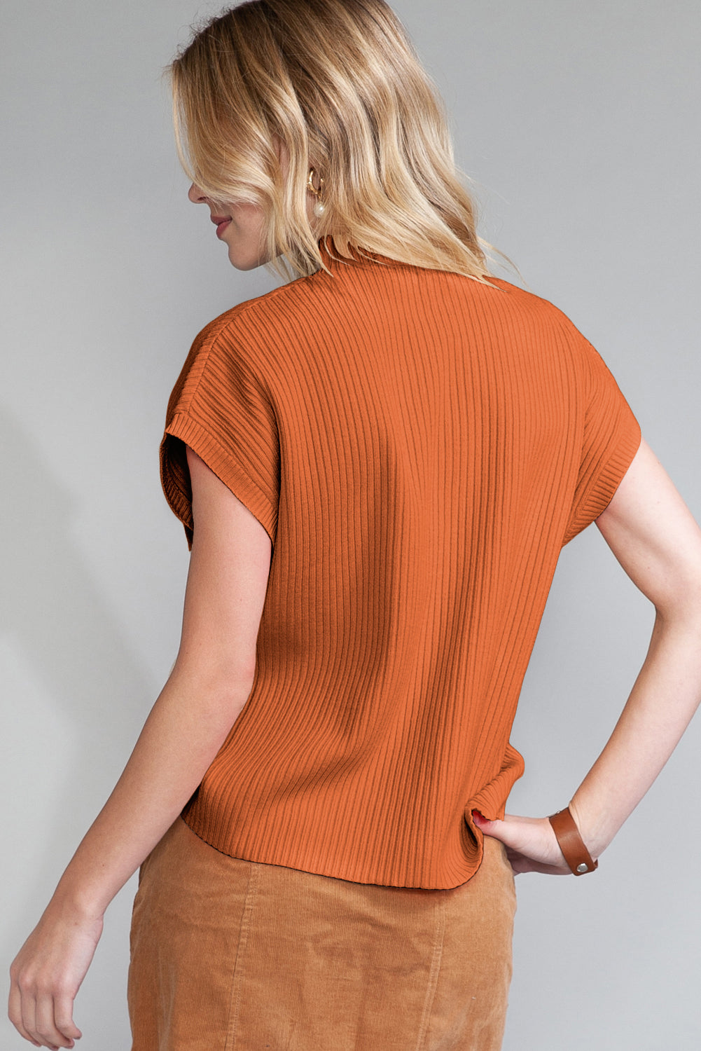 Ribbed Knit Short Sleeve Sweater in diffrent colors