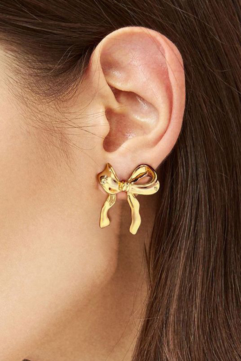 Gold Elegant Bow Shape Stud Earrings