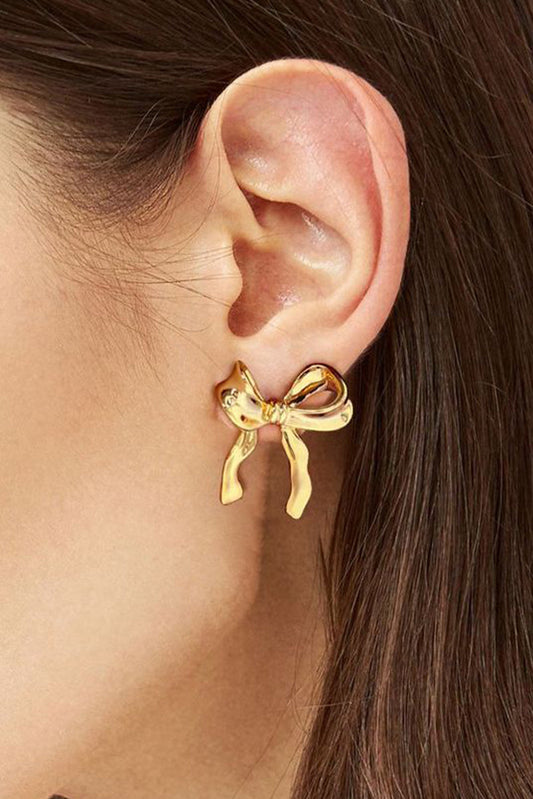 Gold Elegant Bow Shape Stud Accessories