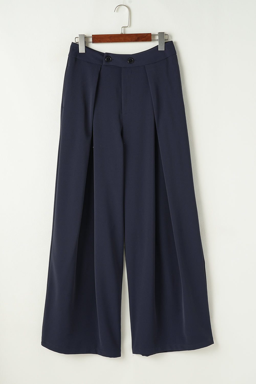 Blaue Hose mit weitem Bein und hoher Taille