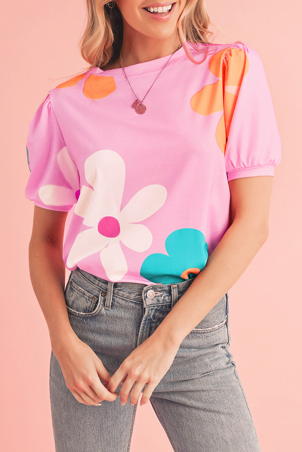 Colorful Flower Print Tee in different colors