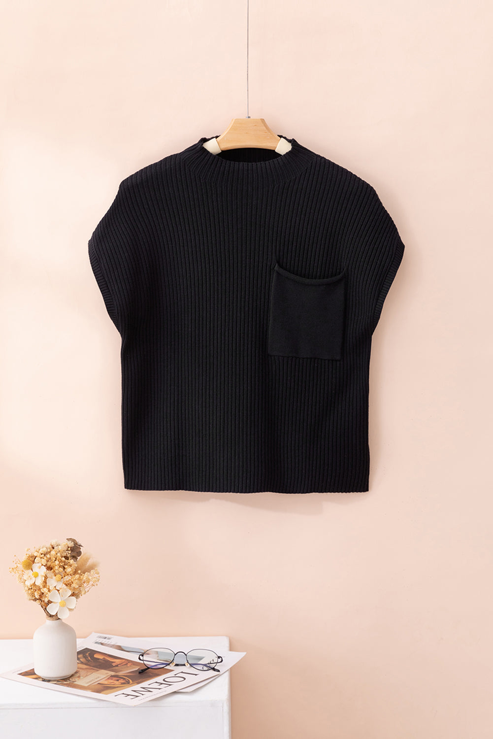 Ribbed Knit Short Sleeve Sweater in diffrent colors