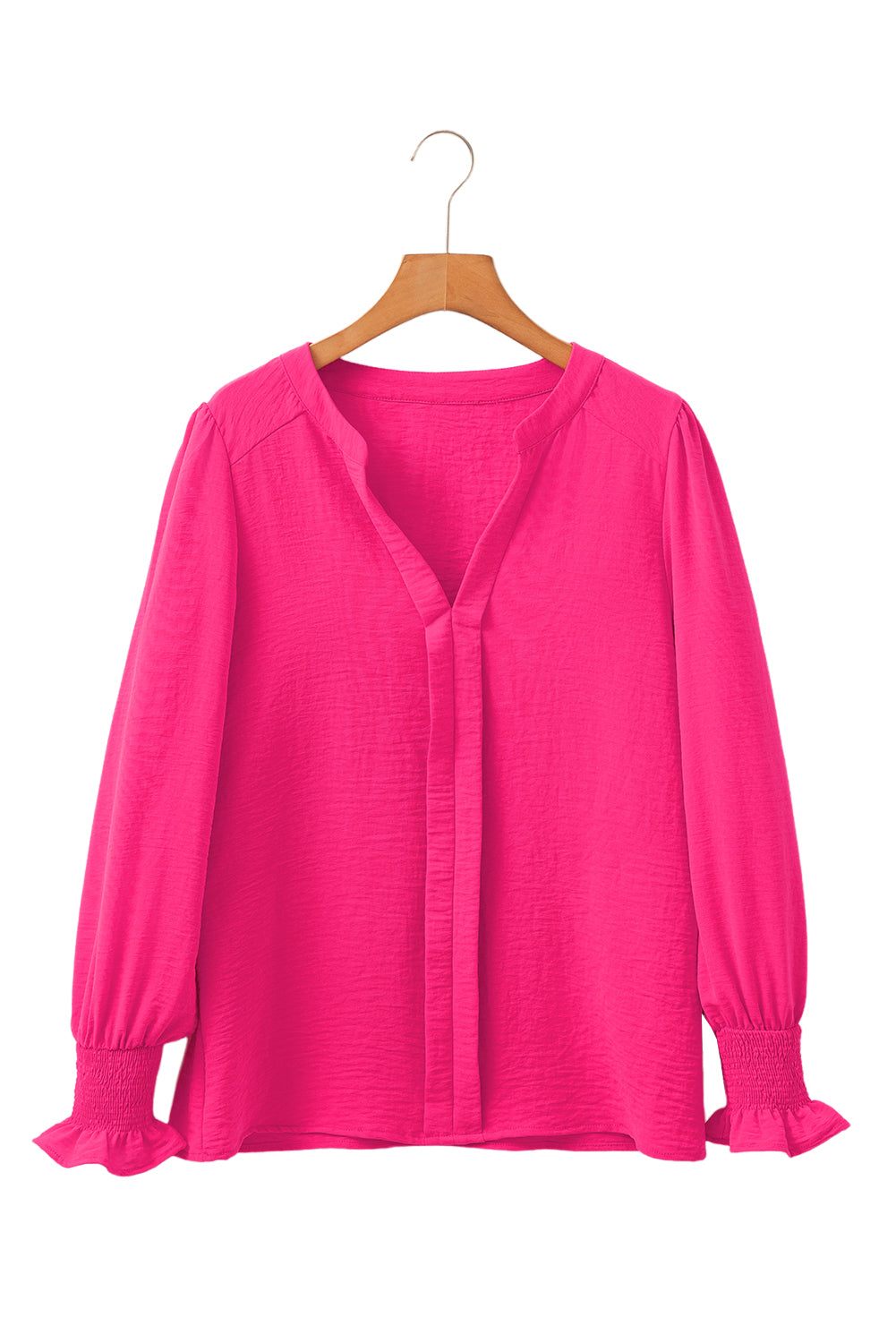 Braune/rosa Bluse mit V-Ausschnitt